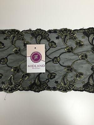 Border Style Embroided Datura flower Scalloped Net Fabric 8' Wide M235 Mtex