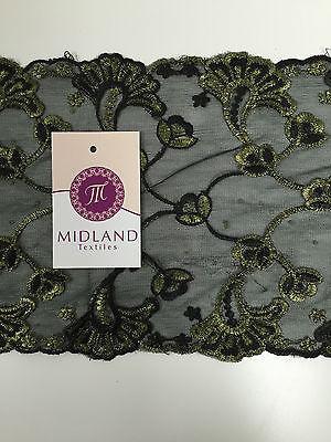 Border Style Embroided Datura flower Scalloped Net Fabric 8' Wide M235 Mtex