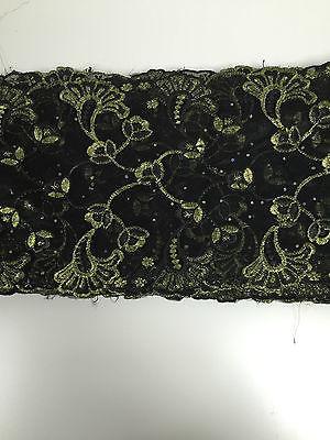 Border Style Embroided Datura flower Scalloped Net Fabric 8' Wide M235 Mtex