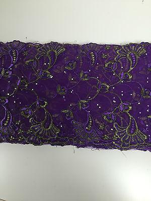 Border Style Embroided Datura flower Scalloped Net Fabric 8' Wide M235 Mtex