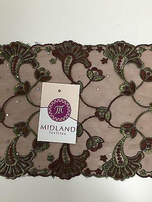 Border Style Embroided Datura flower Scalloped Net Fabric 8' Wide M235 Mtex