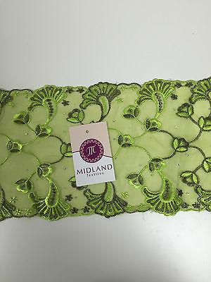 Border Style Embroided Datura flower Scalloped Net Fabric 8' Wide M235 Mtex