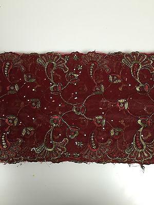 Border Style Embroided Datura flower Scalloped Net Fabric 8' Wide M235 Mtex