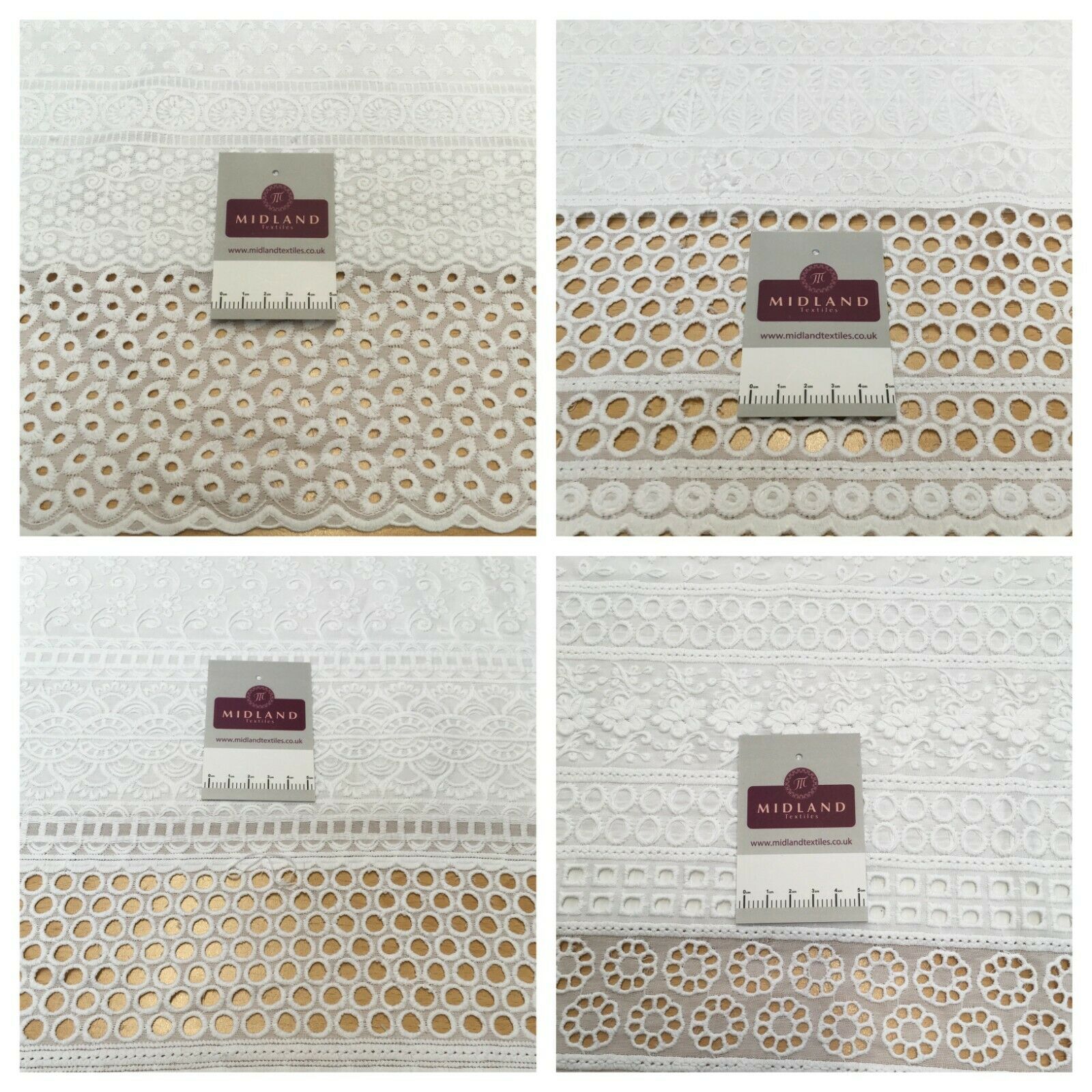 White broderie anglaise with Boring fabric cotton border dress fabric M1466 Mtex