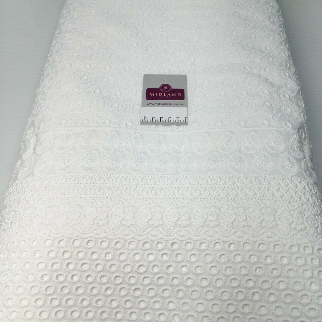 White broderie anglaise with Boring fabric cotton border dress fabric M1466 Mtex