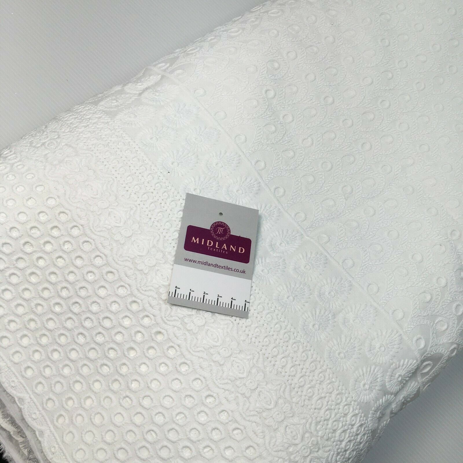 White broderie anglaise with Boring fabric cotton border dress fabric M1466 Mtex
