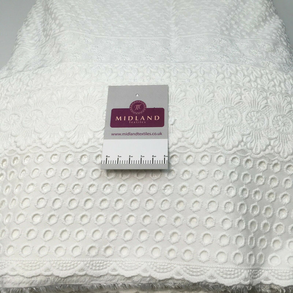 White broderie anglaise with Boring fabric cotton border dress fabric M1466 Mtex