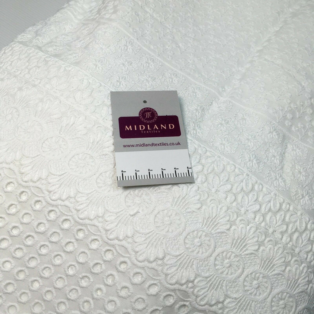 White broderie anglaise with Boring fabric cotton border dress fabric M1466 Mtex