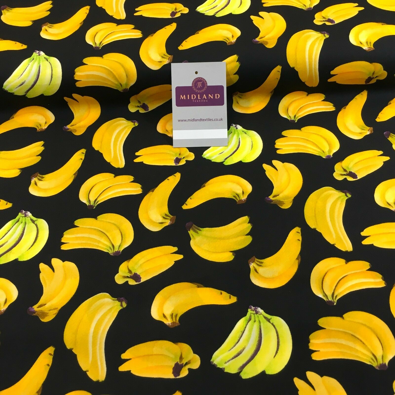 Bunches of Banana cotton poplin printed crafting fabric 44' M768 Mtex