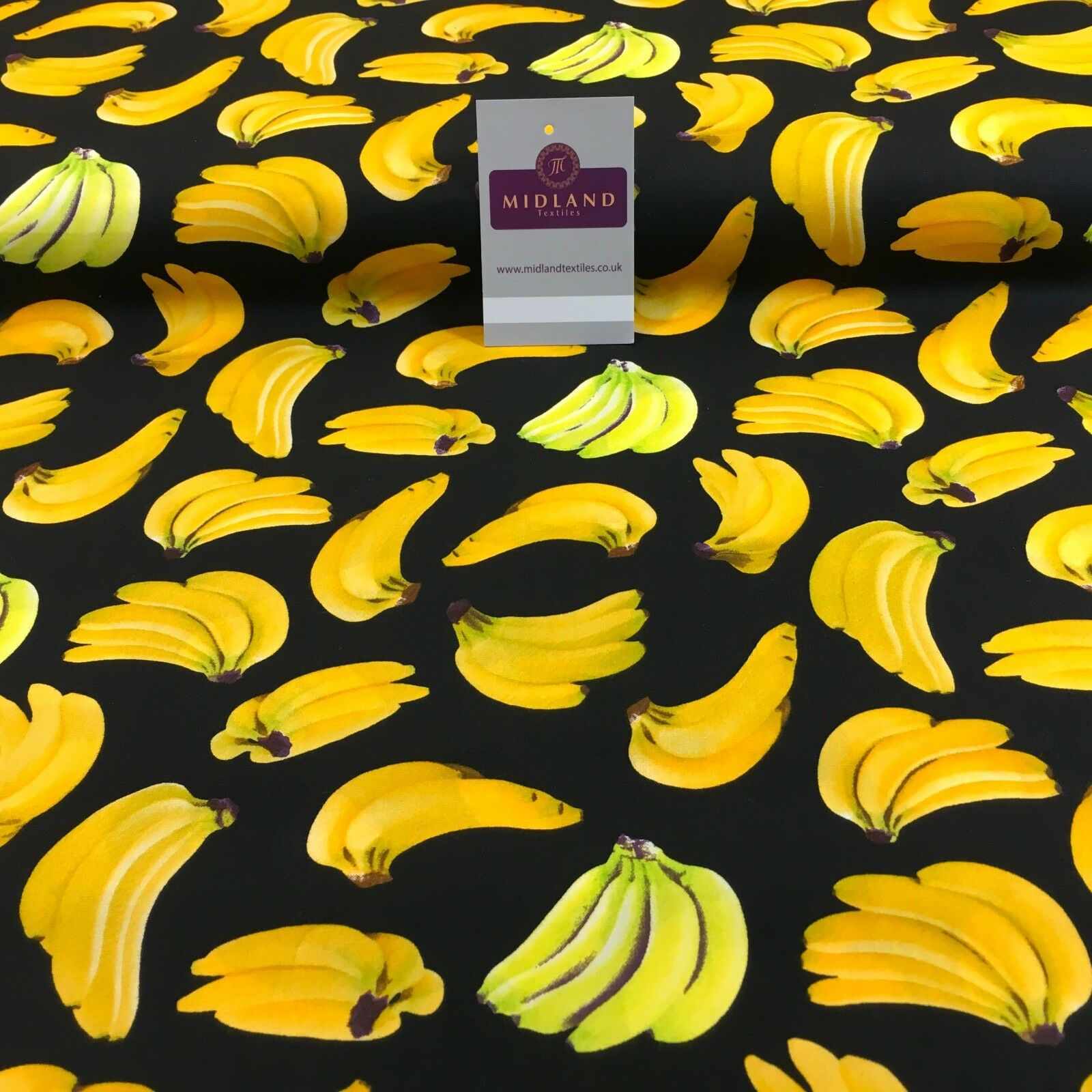Bunches of Banana cotton poplin printed crafting fabric 44' M768 Mtex