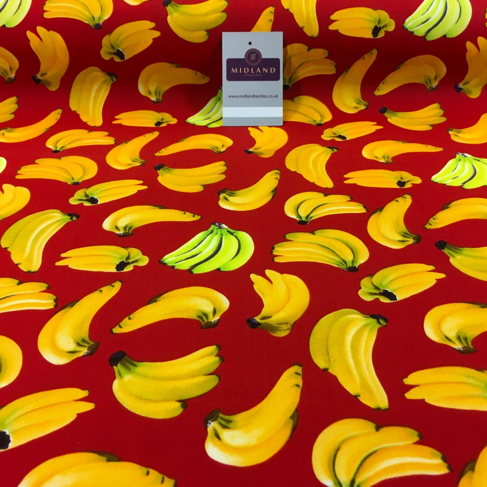 Bunches of Banana cotton poplin printed crafting fabric 44' M768 Mtex