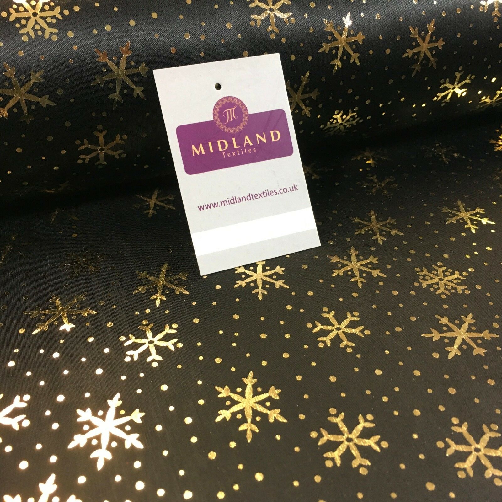 Black with gold Gold Snowflake Hologram Printed Computer foil fabric 45' M7-12