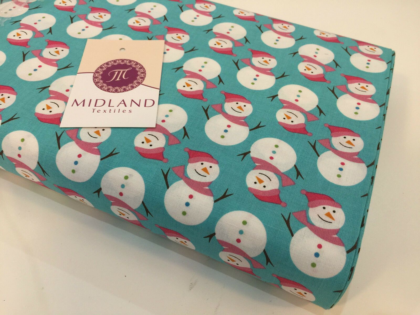 Blue Christmas themed Characters 100% Cotton Patchwork & Crafting Fabric 45'