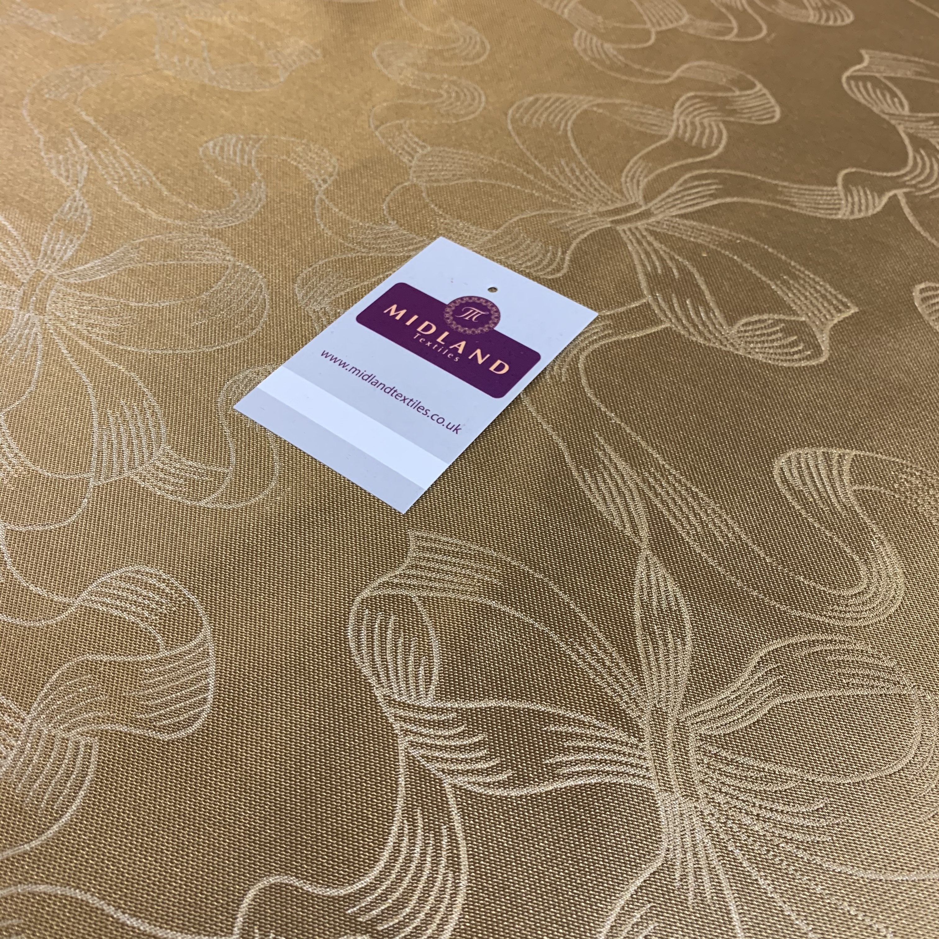 Gold Ribbon and Bow Metallic jacquard brocade Fabric 110cm Wide M395-27