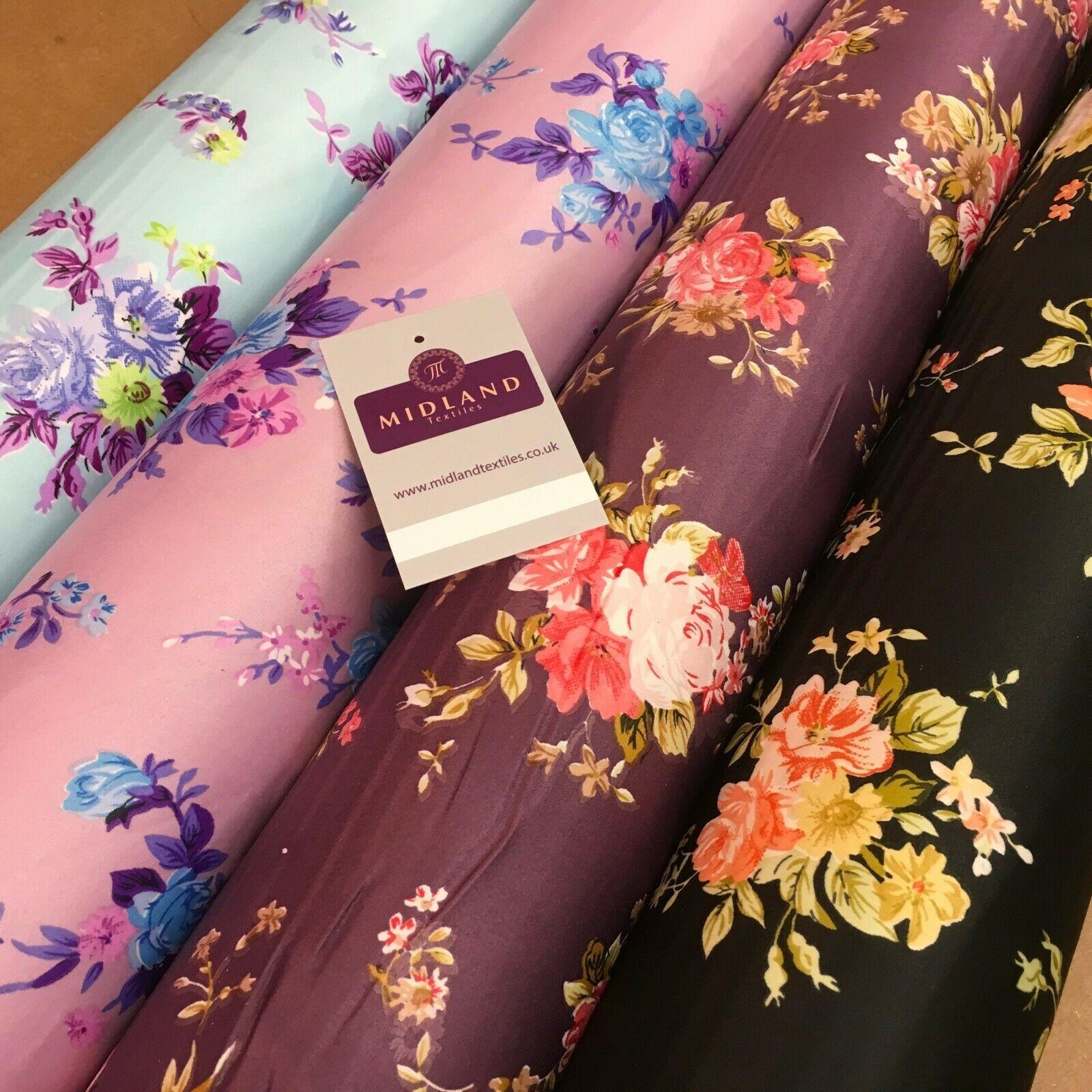 Floral Printed Matt Dull Satin Dress Fabric 147 cm Wide MA1172 Mtex
