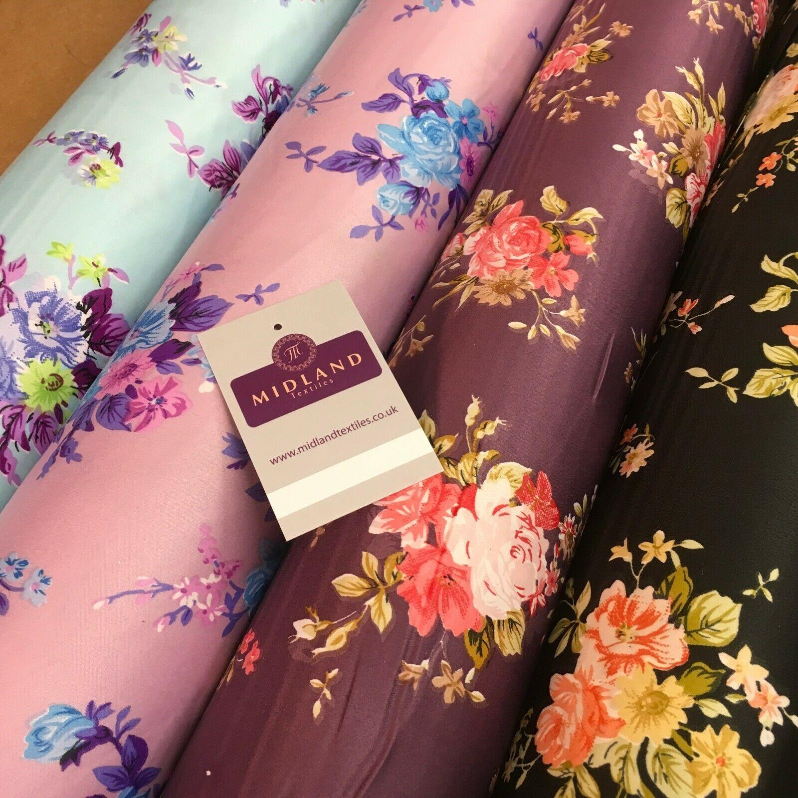 Floral Printed Matt Dull Satin Dress Fabric 147 cm Wide MA1172 Mtex