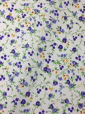 Floral Vintage poly cotton print dress craft fabric 44' Wide M352 Mtex