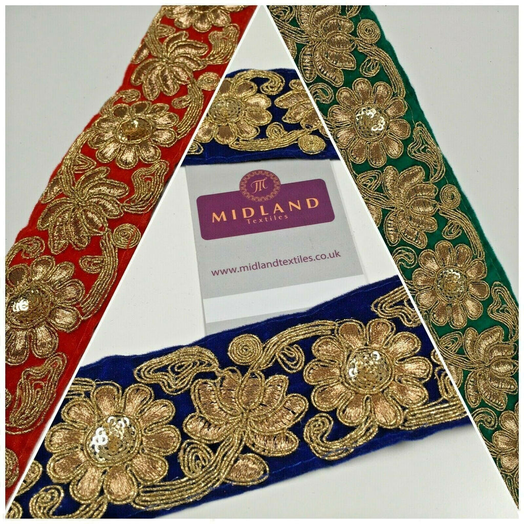 45mm Velvet floral embroidered border sari edging M1343