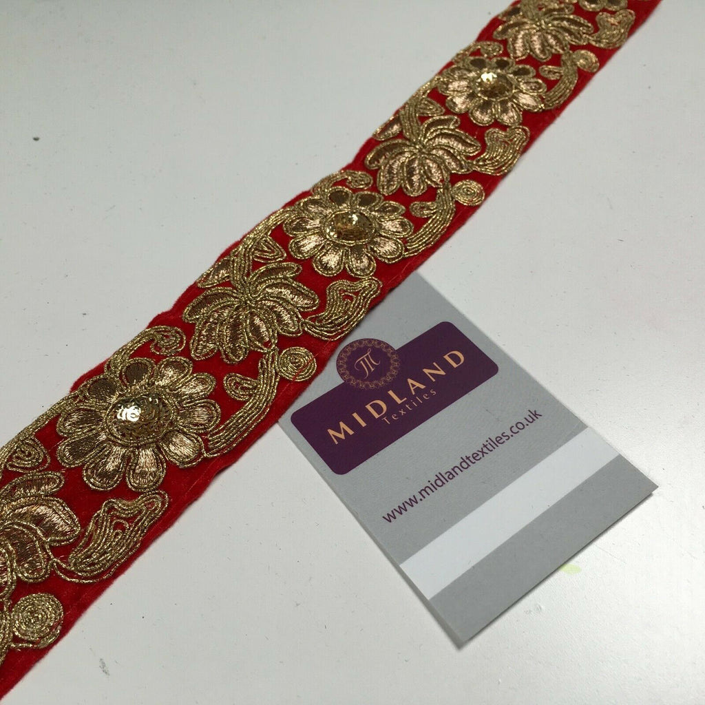 45mm Velvet floral embroidered border sari edging M1343