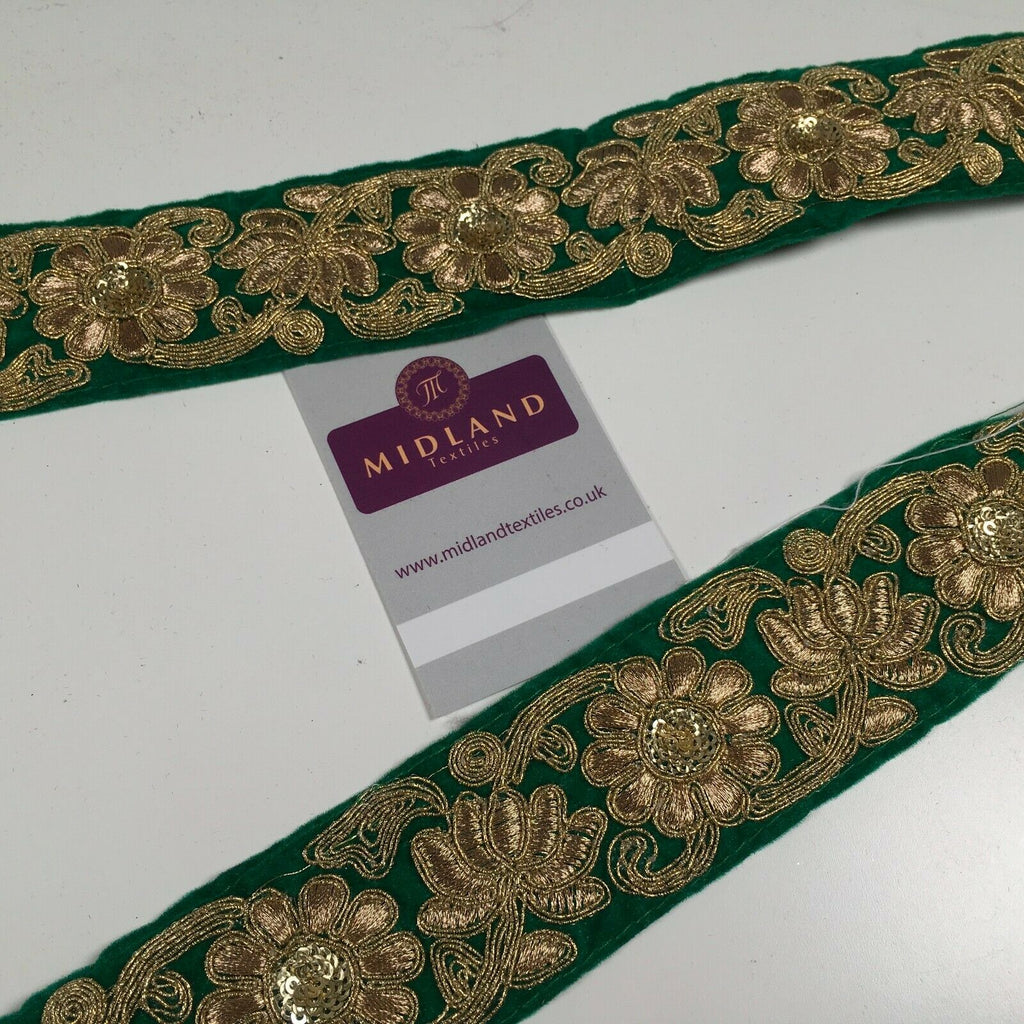 45mm Velvet floral embroidered border sari edging M1343