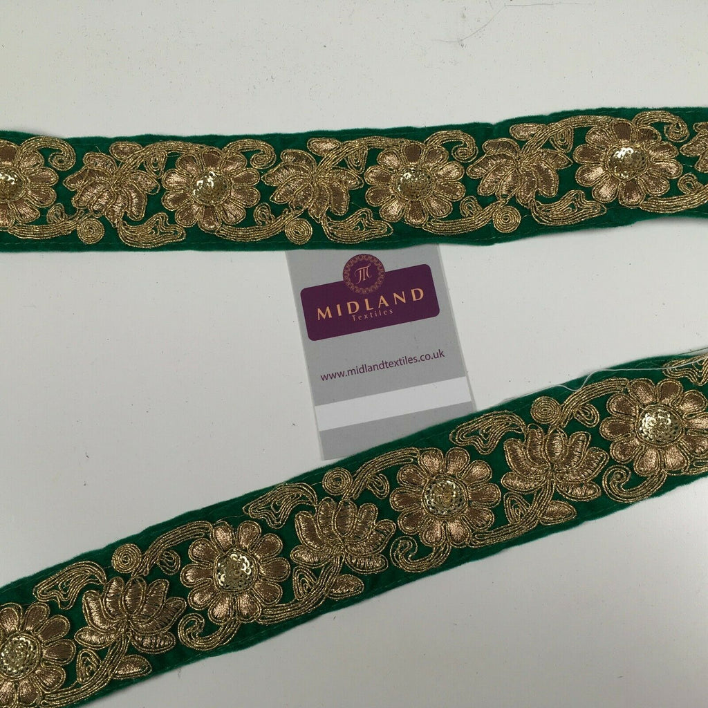 45mm Velvet floral embroidered border sari edging M1343