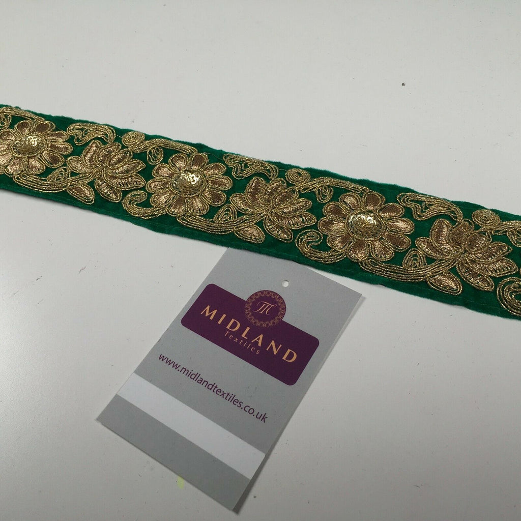 45mm Velvet floral embroidered border sari edging M1343