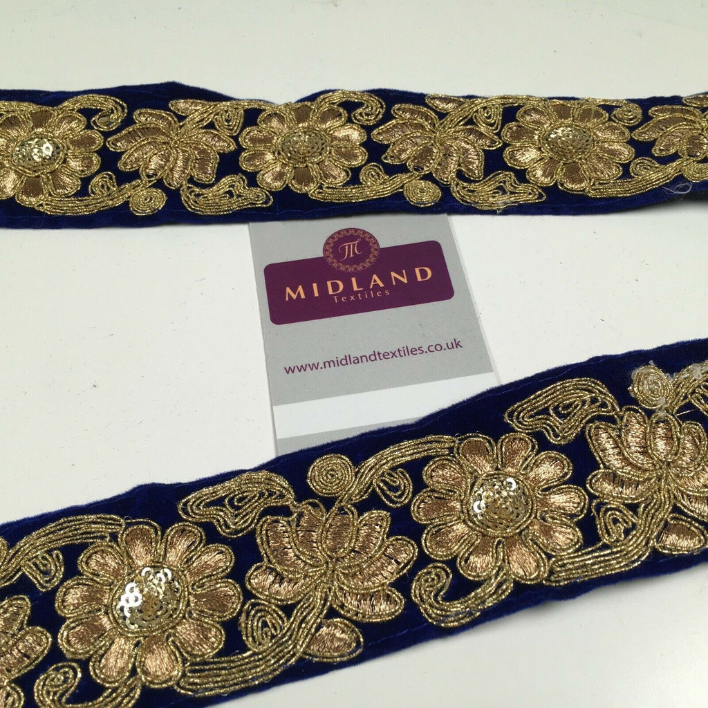 45mm Velvet floral embroidered border sari edging M1343