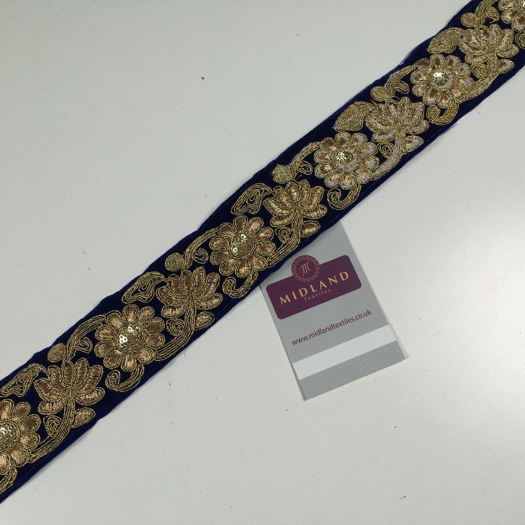 45mm Velvet floral embroidered border sari edging M1343