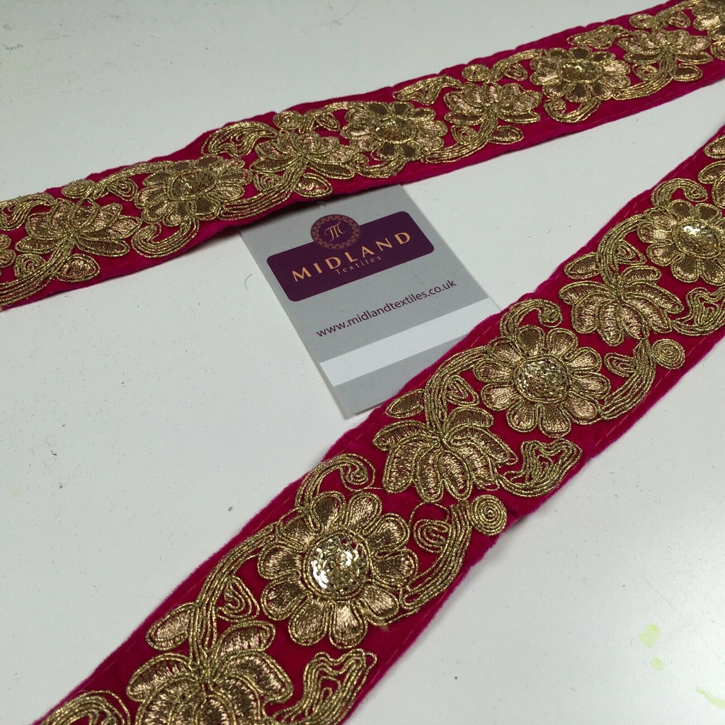 45mm Velvet floral embroidered border sari edging M1343