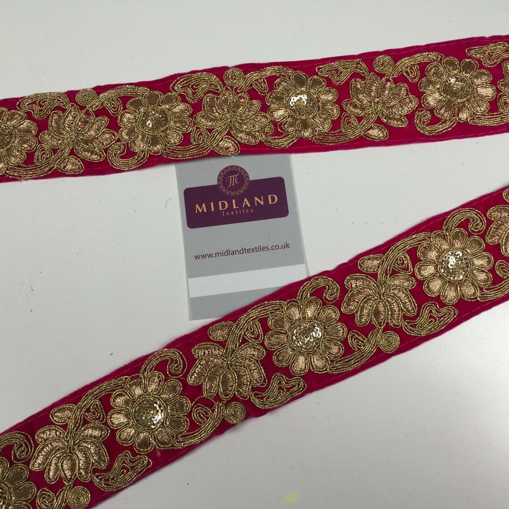 45mm Velvet floral embroidered border sari edging M1343