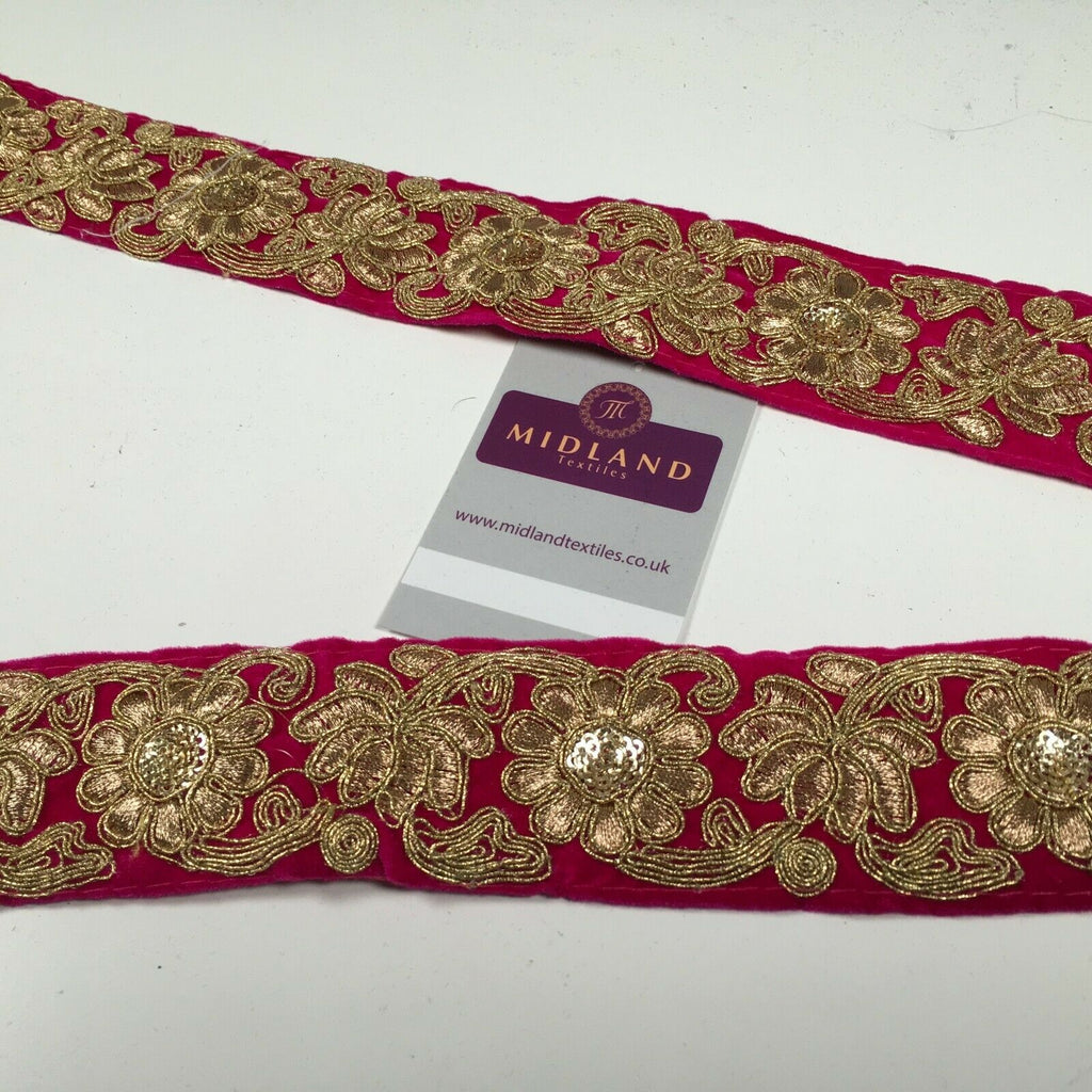 45mm Velvet floral embroidered border sari edging M1343