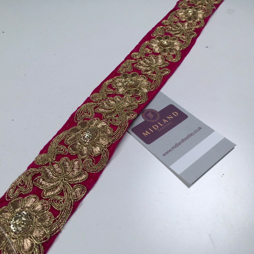 45mm Velvet floral embroidered border sari edging M1343