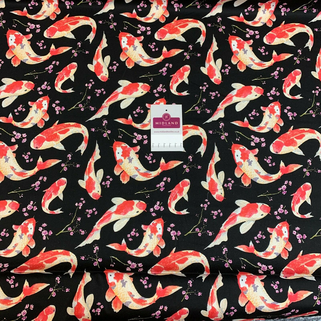 Koi Carp Fish printed cotton poplin craft mask Fabric MD1476