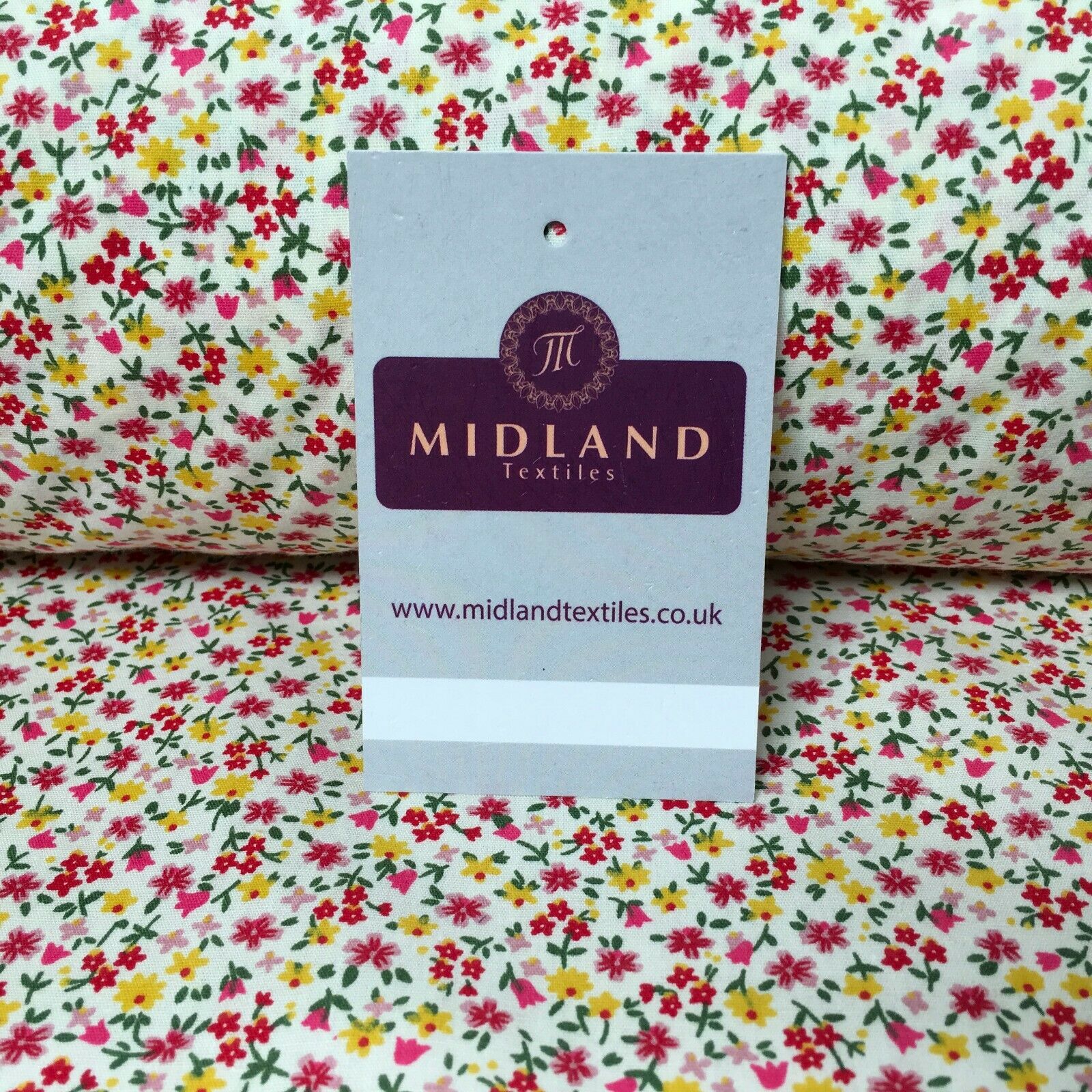 100% Cream Cotton small ditsy Floral Dress Fabric 150cm wide MA1078 Mtex