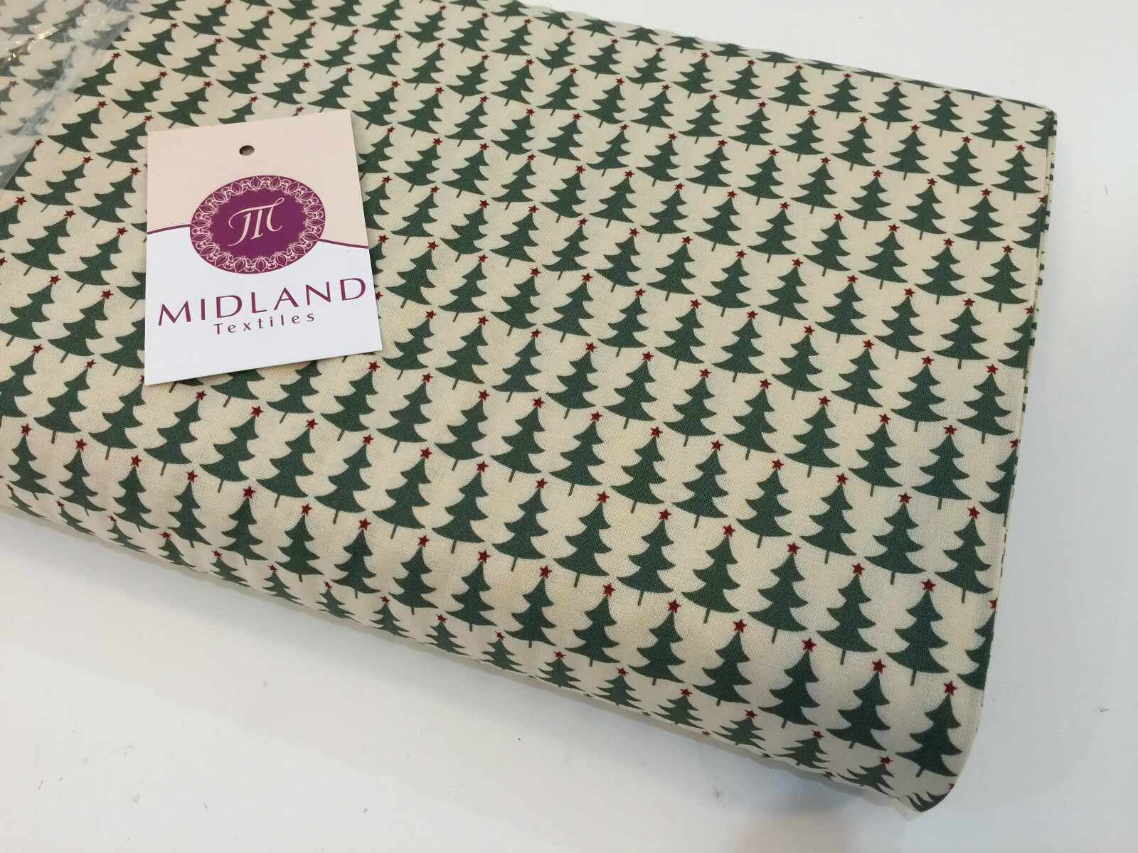 Green Scandi 100% Cotton Christmas themed Patchwork & Crafting  Fabric 45' Mtex