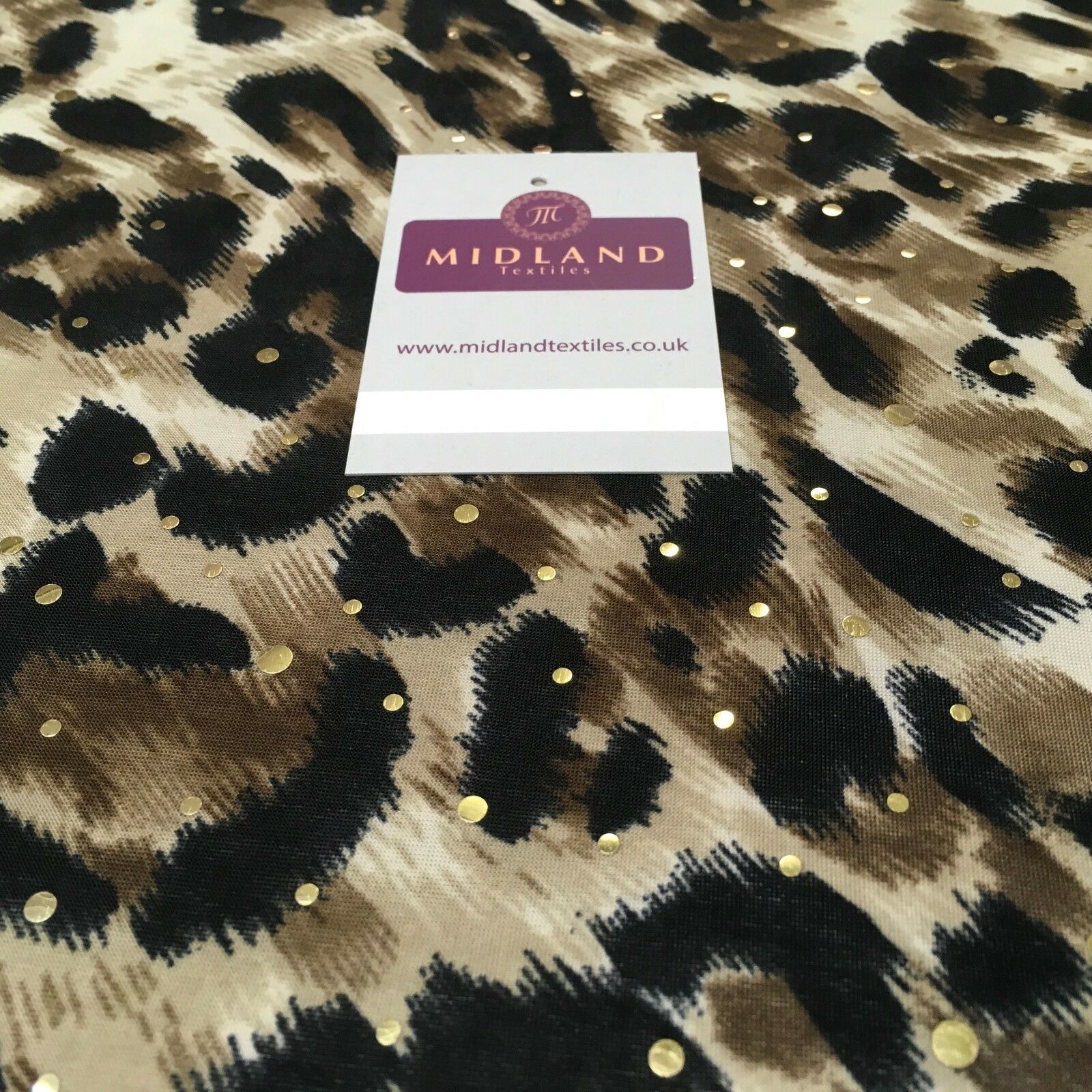 Animal Print Gold Sequins Stretch Jersey Dress fabric 58' Wide MV1031 Mtex