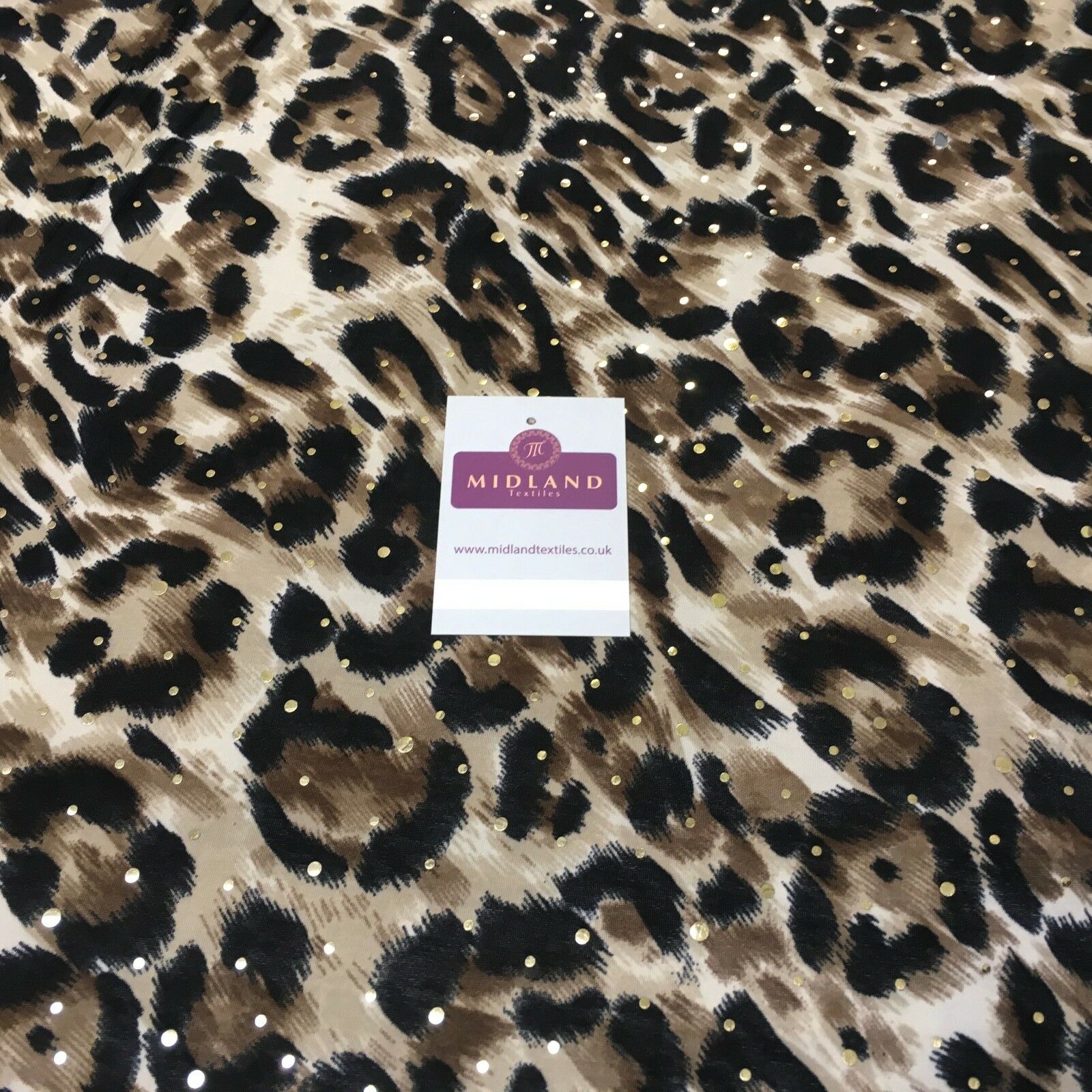Animal Print Gold Sequins Stretch Jersey Dress fabric 58' Wide MV1031 Mtex