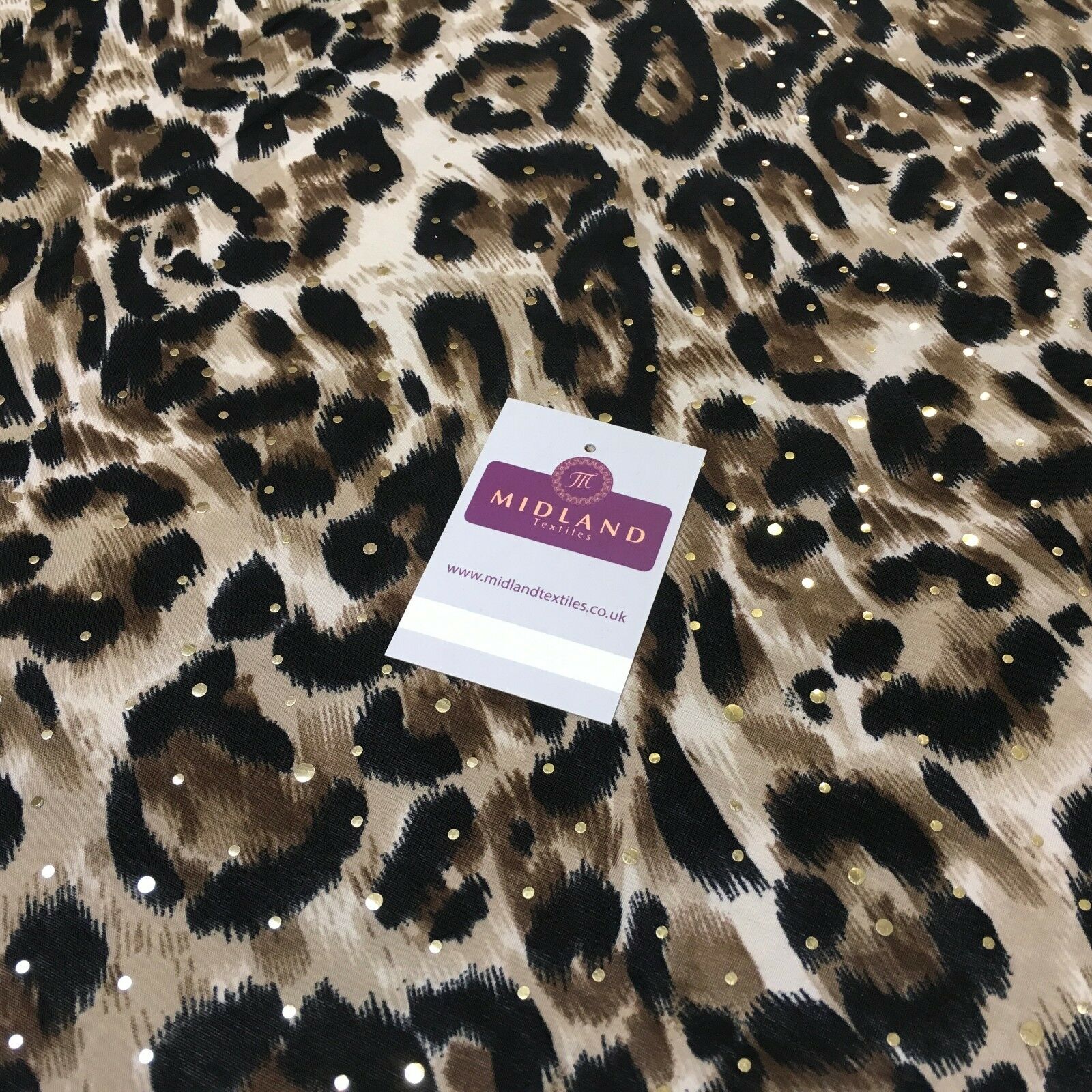 Animal Print Gold Sequins Stretch Jersey Dress fabric 58' Wide MV1031 Mtex
