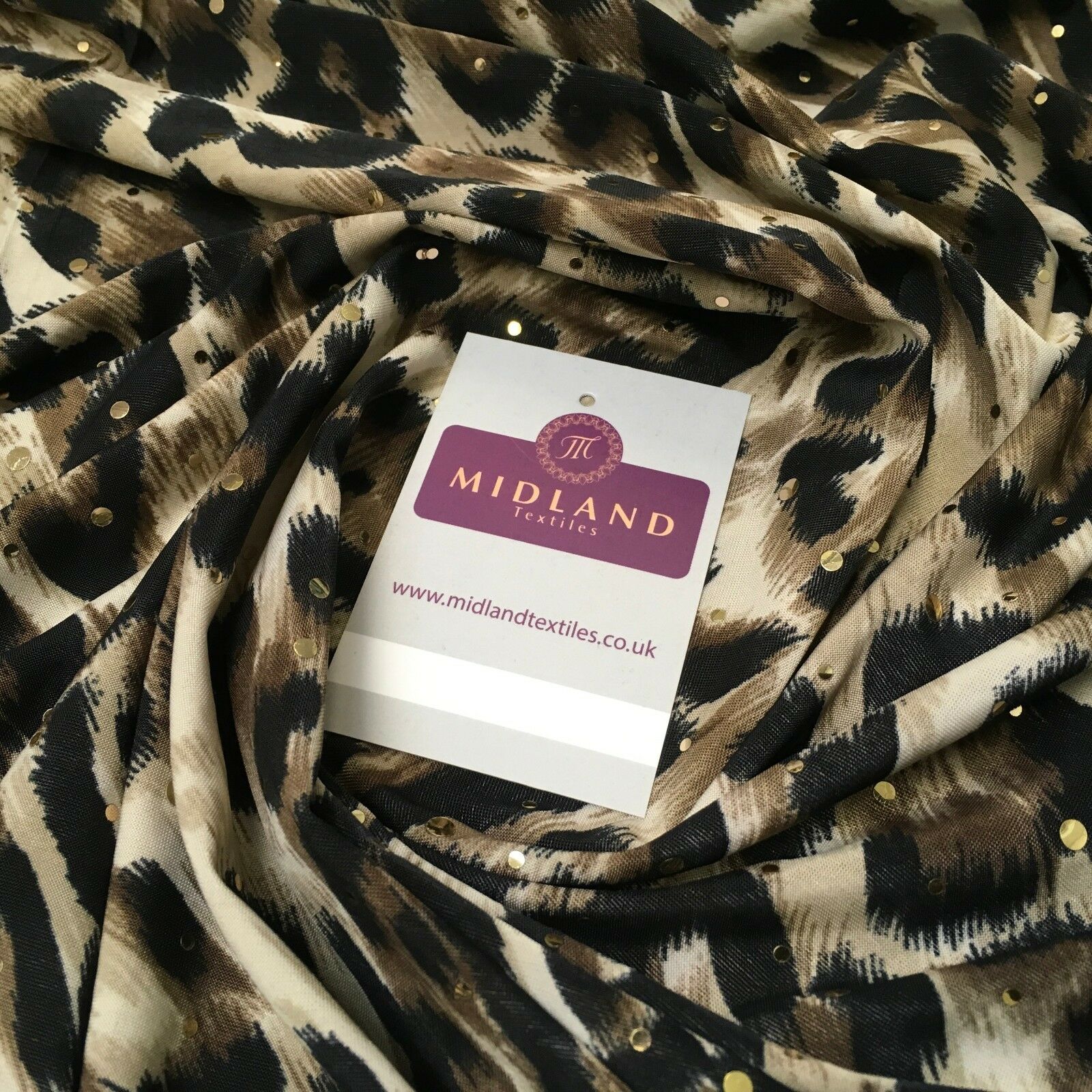 Animal Print Gold Sequins Stretch Jersey Dress fabric 58' Wide MV1031 Mtex