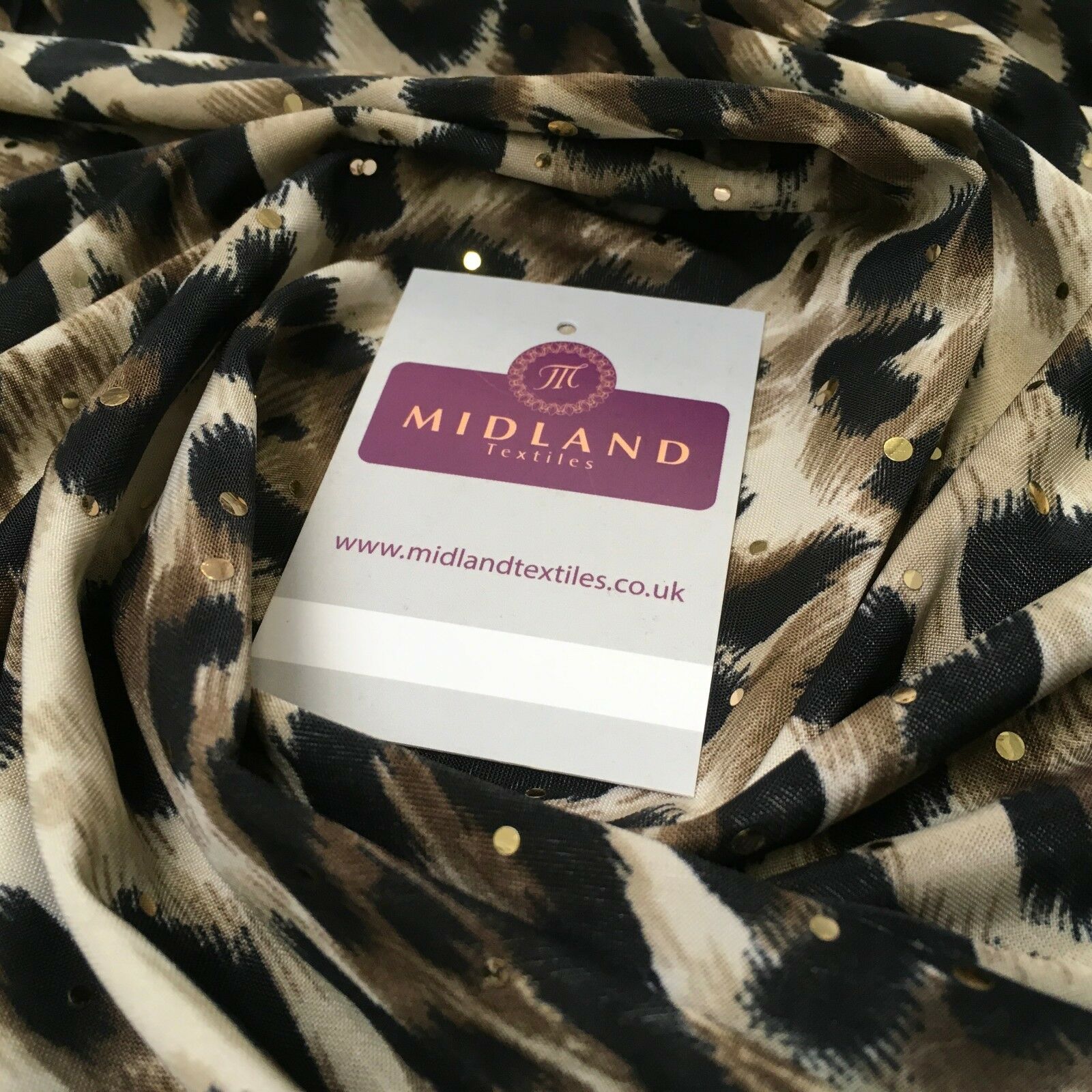 Animal Print Gold Sequins Stretch Jersey Dress fabric 58' Wide MV1031 Mtex