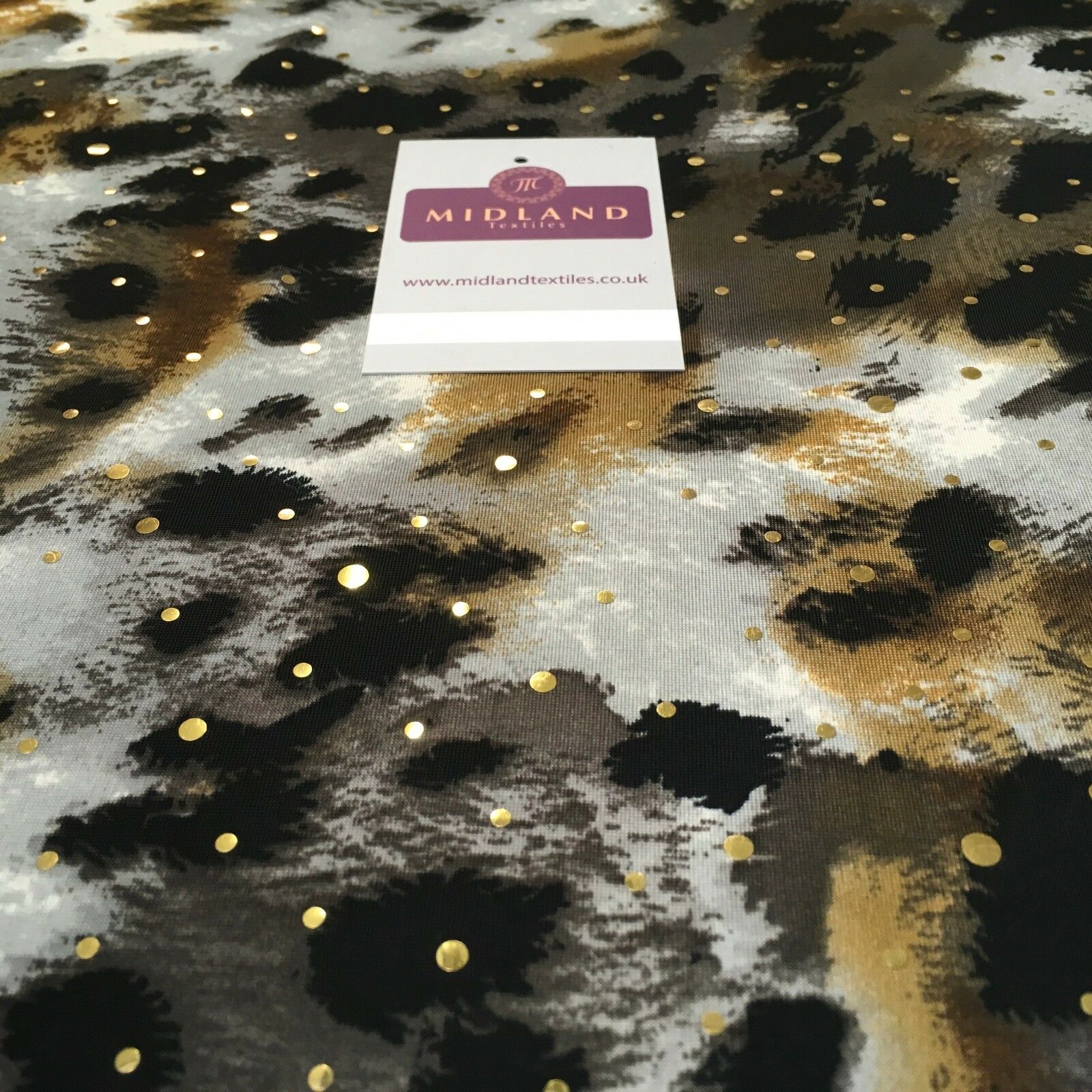 Animal Print Gold Sequins Stretch Jersey Dress fabric 58' Wide MV1031 Mtex
