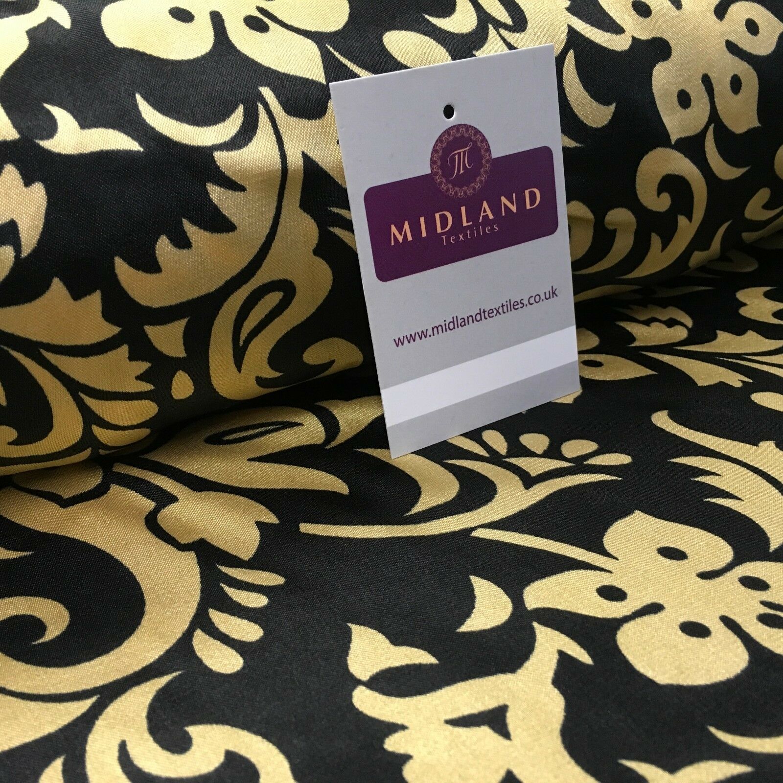 Black & Gold Floral Printed Satin Silky Dress fabric 55' Wide MA1026 Mtex