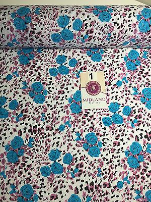 Floral poly cotton rose print dress craft fabric 44' Wide M354 Mtex