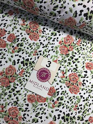 Floral poly cotton rose print dress craft fabric 44' Wide M354 Mtex