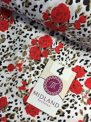 Floral poly cotton rose print dress craft fabric 44' Wide M354 Mtex