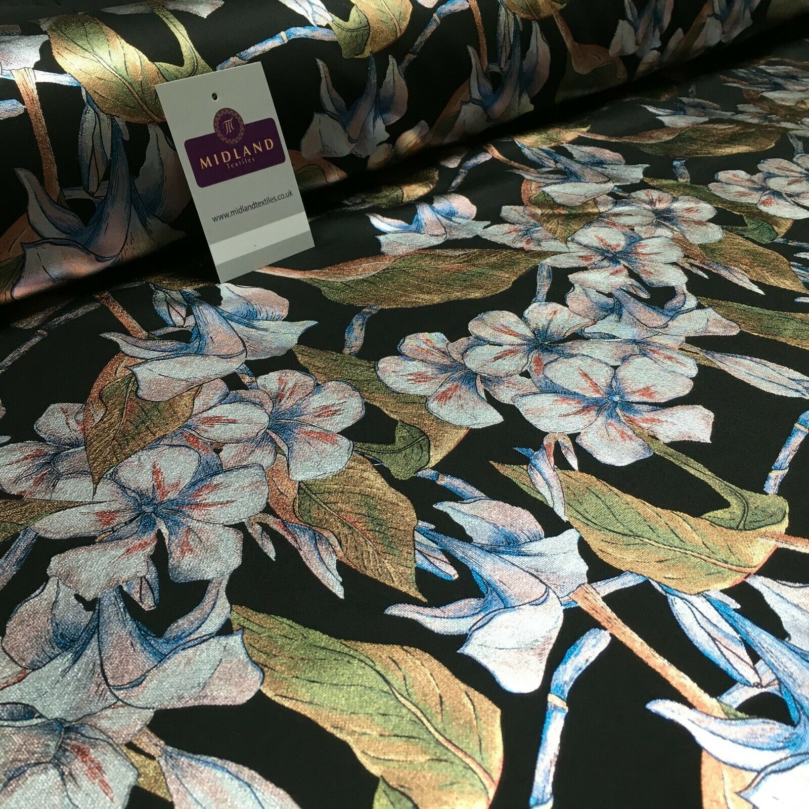Foil Floral Printed Scuba Fabric 150cm MH1338
