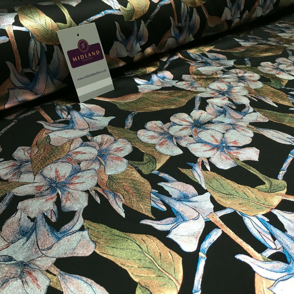 Foil Floral Printed Scuba Fabric 150cm MH1338