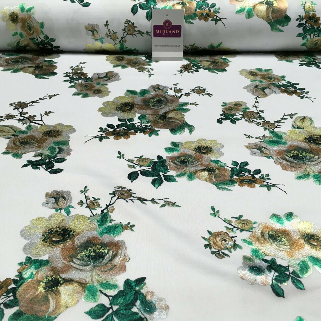 Foil Floral Printed Scuba Fabric 150cm MH1338