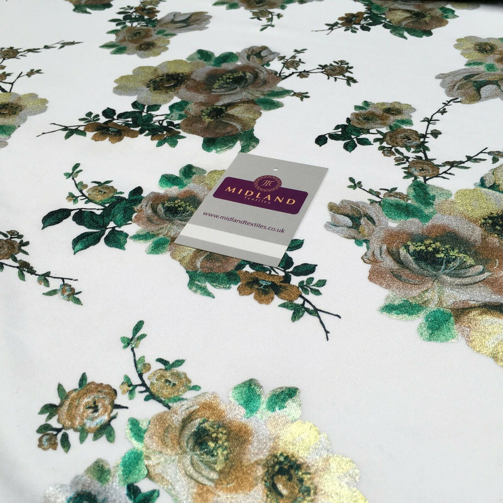 Foil Floral Printed Scuba Fabric 150cm MH1338