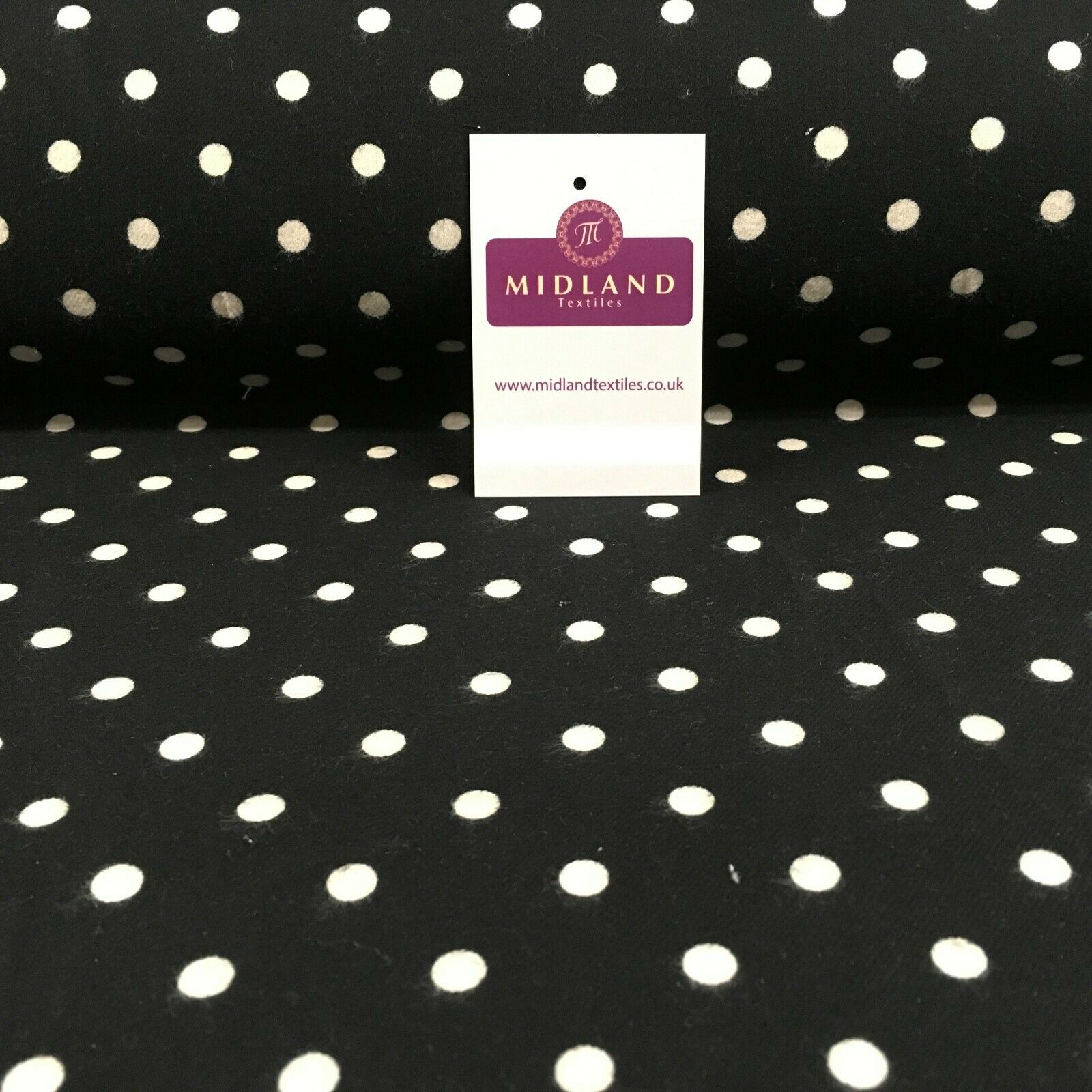 Black Cream Spot Cotton Wynciette Soft Brushed Flannel Fabric 144 cm MK988-25